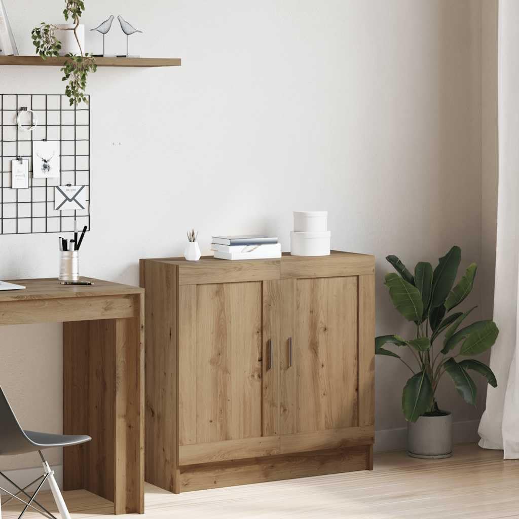 Bücherschrank Artisan-Eiche 82,5x30,5x80 cm, Holzwerkstoff, mit 2 Türen, vielseitige Regaleinheit für Bücher, DVDs, Wohnzimmer, Schlafzimmer