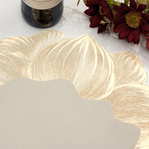 Gold Round Placemats for Dining Table Set of 6 Pressed Sunflower Place Mats by Mabbcoo - Used condition - Image 3