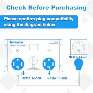 Sekelo Ev Manual Charging Switch for E Ev Dryer, Nema 14-30, 240V, 25A Power Splitter Switch, with a Safety Circuit Breaker, Manually Operated Selector, Plug and Play