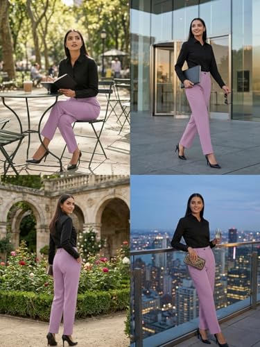 Image of Leriya Fashion Formal Pants for Women Office Wear |Trousers for Women - Straight Pants for Woman Formal Pant for Woman, Stretch Lycra Workwear Trousers