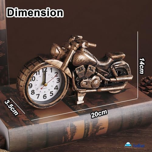 Image of FunBlast Alarm Plastic Clock for Heavy Sleepers Bike Shaped Retro, Stylish Analog Table /Desk Alarm Clock for Students, Table Clock for Bedroom, Living Room, Office, Return Gifts (Brown), 20 *14 Cm