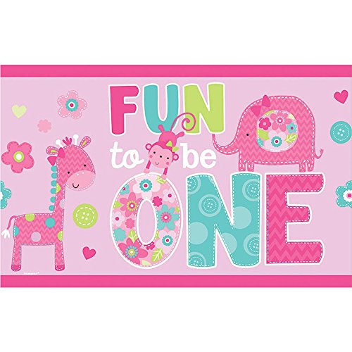 Amscan One Wild Girl 1st Birthday Plastic Table Cover, 54