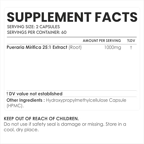 Image of AMALTH Pueraria Mirifica Capsules 1000 mg 120 Capsules Estrogen Supplement for Women, Men and Transgender, Menopause Relief, Female Wellness Support Pills