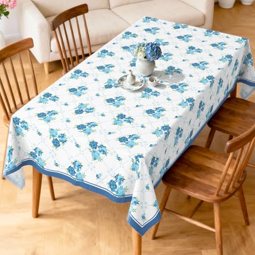 Nappe de table imperméable bleus hortensias lavable et antitache - 4