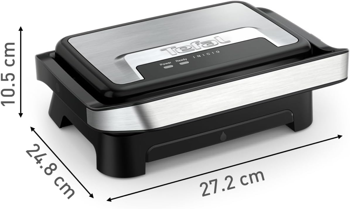 Tefal Inicio Compact 2-in-1 Kontakt- und Paninigrill 1000 W Edelstahl GC270D10