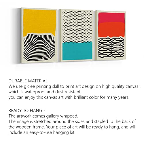 Yellow Mid Century Modern Decor Art Wall Canvas Poster Paintings For Living Room Wall Artworks Modern Home Decor 3 Piece Canvas Wall Art (Geometry, 16X24Inchx3) #TOP1