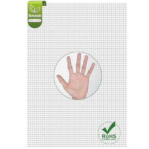 Valchoose 1 Piece Metal Woven Mesh Screen 14.6 X 11.4 in (372mmX292mm), 4.5mm Hole 5 Mesh Wire Mesh Easy to Cut, No Rust Stainless Steel Mesh, Hard Heat Resisting Used for Filters Vent BBQ DIY Project