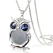 Grey Ruiting Fashion Women's Owl Crystal Jewelry Pendant Silver Chain Long Necklace Sweater Chain