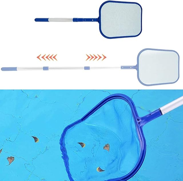 Your's Bath Swimming Pool Skimmer Leaf Rake Fine Mesh Pool Net with Telescopic Pole Pool Cleaning Kit Lightweight for Garden Pond, Hot Tub, Spa