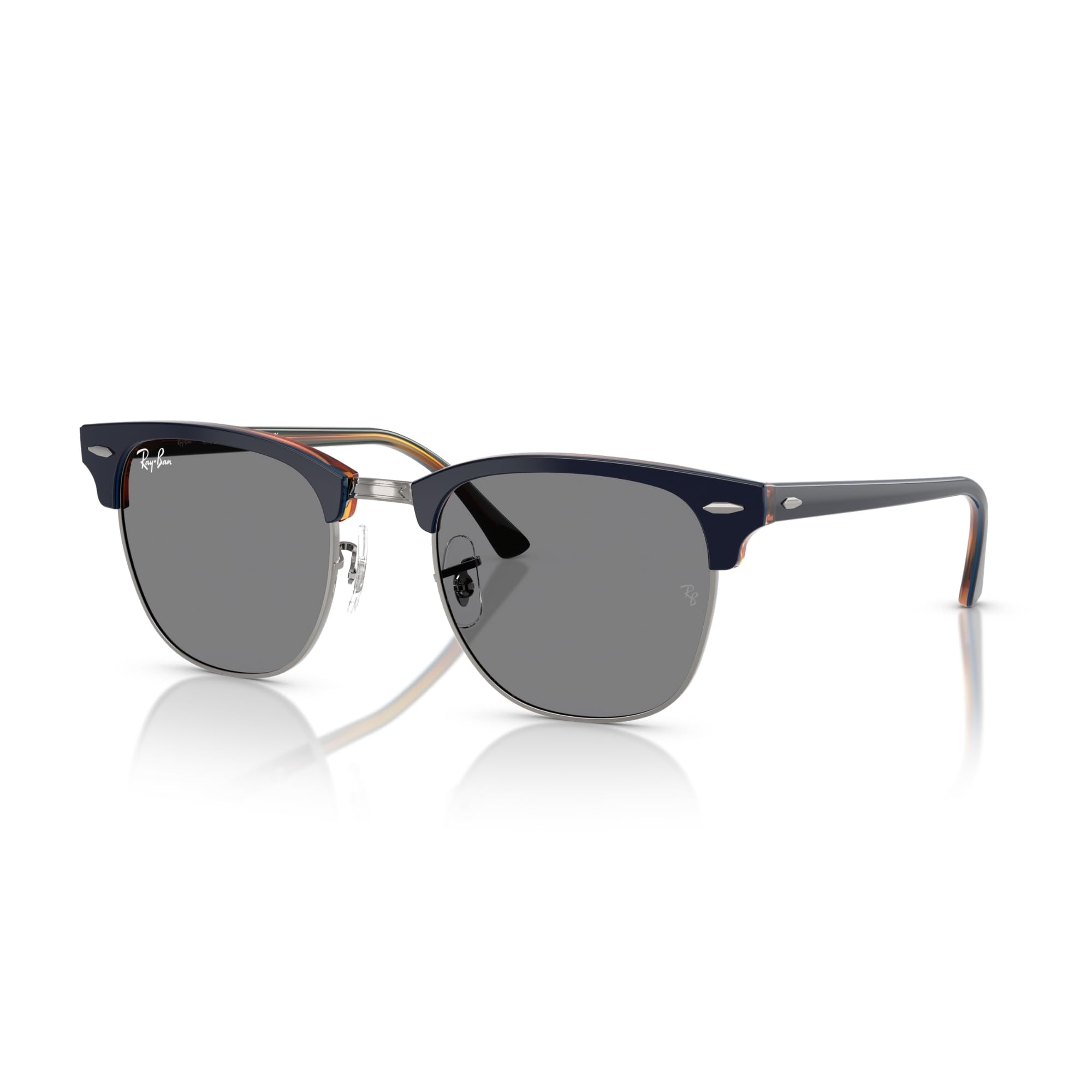 Ray-Ban RB3016 Clubmaster Square Sunglasses, Blue On Red Havana On