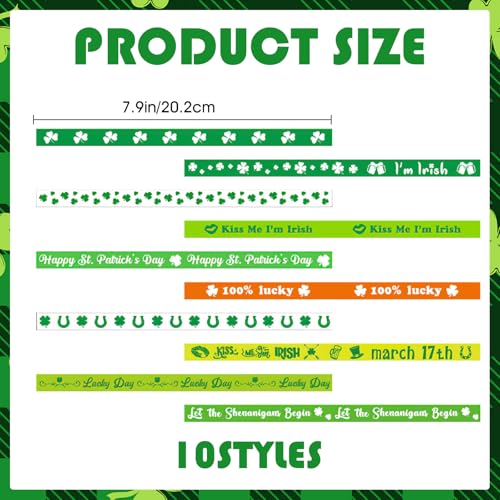 10PCS St Patrick Bracelets Rubber, Clover Irish Bracelet Silicone Bracelet, St Patricks Day Bracelets Silicone, St. Patrick's Day Accessories, for St. Patrick's Days Irish Party(Random styles) - Image 2