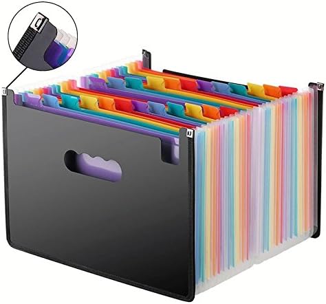 Expanding File Folder, 24 Pocket Multicolored, File Organizer, Cloth Edges, Durable, A4 & Letter Size Document - Office/Business/School
