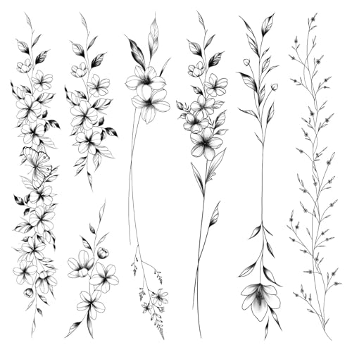 TatoYard Blumenranken Temporäre Tattoos, 12...