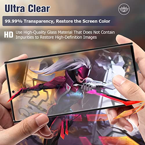 [2+2 Pack] Galaxy S22 Ultra Glass Screen Protector, Hd Clear 9H Tempered Glass,Compatible Fingerprint, 3D Curved, Bubble-Free For Samsung Galaxy S22 Ultra Glass Screen Camera Protector(6.8") #TOP5