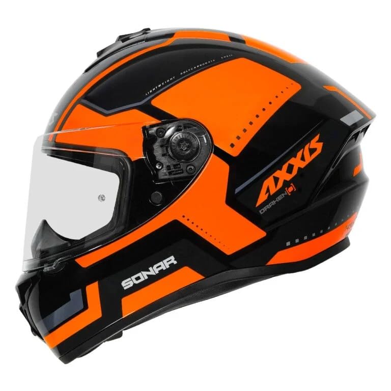 Helmet AXXIS FF112C DRAKEN S Sonar B3 Gloss FLUOR Orange | ISI, ECE, and DOT Certified | Lightweight Polycarbonate Shell | Anti-Scratch Visor | Advanced Ventilation-image-23