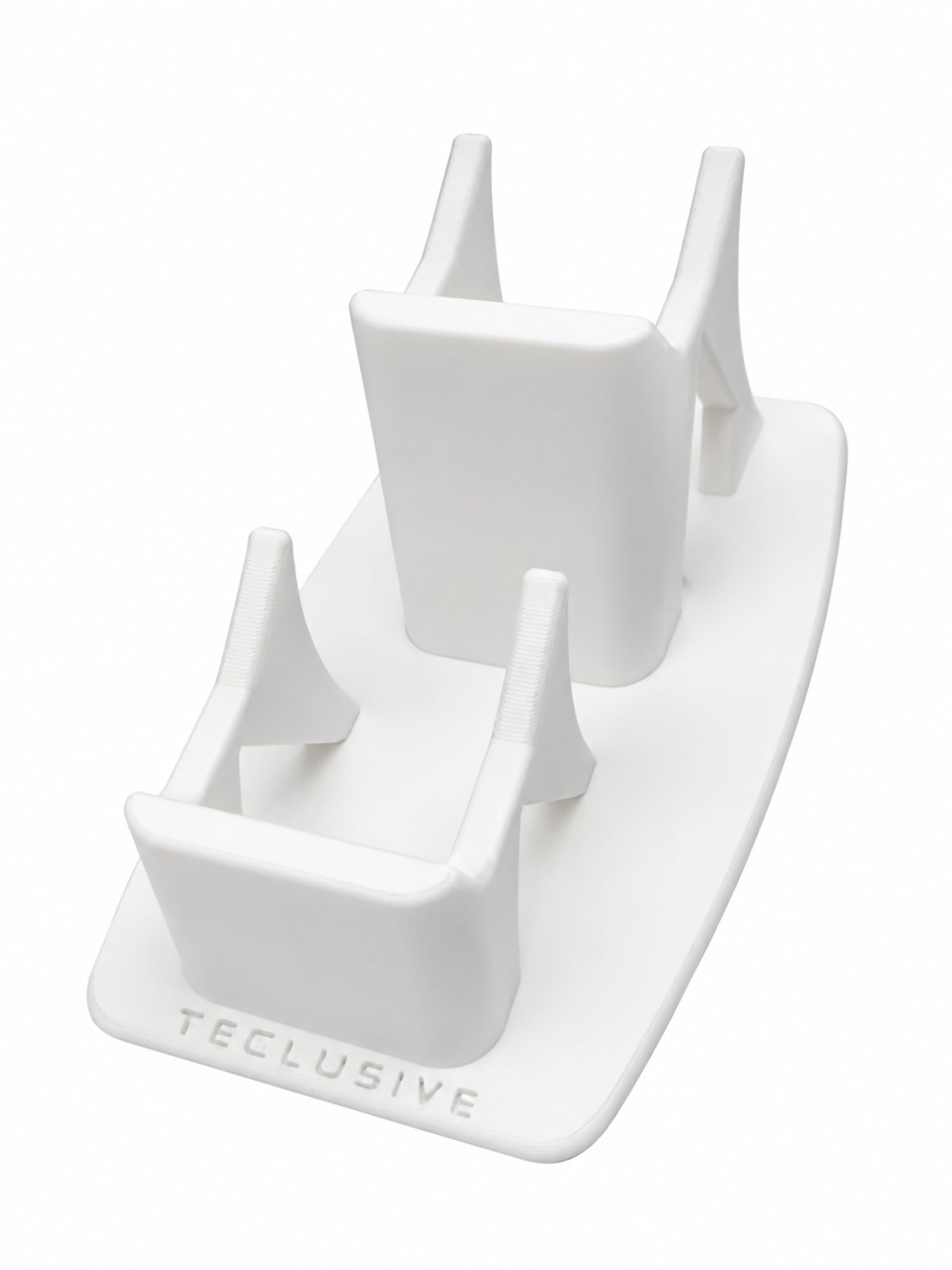 T TECLUSIVE Premium Dual Controller Stand Compatible with Play Station 5 | Desk Display Dock Game Controller Holder for PS5 PS4 | White Matte Stand for Two Wireless Controllers-image-39