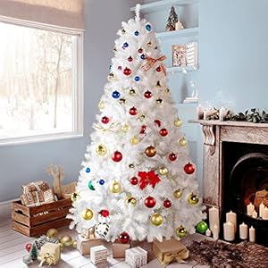 Yaheetech 7.5ft White Artificial Christmas Pine Tree Seasonal Holiday Carnival Home Party Decoration for Home, Office, Party Decoration Indoor Outdoor with 1539 Branch Tips and Foldable Stand Yaheetech 75ft White Artificial Christmas Pine Tree Seasonal Holiday Carnival Home Party Decoration for Home Office Party Decoration Indoor Outdoor with 1539 Branch Tips and Foldable Stand