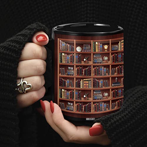 Bechusky Library Bookshelf Mug - Book Lovers Coffee Mug - Librarian Mug Book Coffee Mug Book Mug Book Club Cup Bookish Bookworm Mug Gifts For Readers Bookish Gifts For Book Lovers Black Mug 11Oz #TOP3