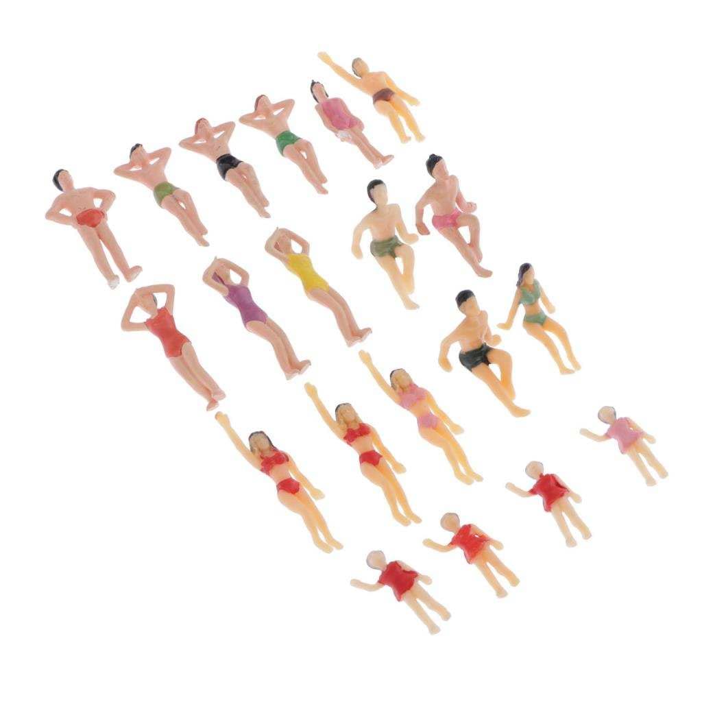 lahomia 20pcs Model Swimming People Figures Diorama Beach Scenery 1:50 O Scale