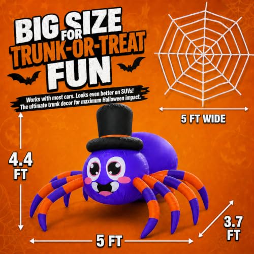 Aufblasbare Halloween-Spinne mit Netz für Auto und SUV, 1,5 m – Bild 3