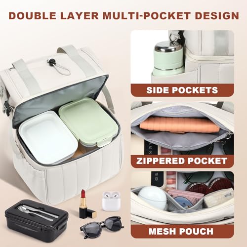 16L LOISOU 2-in-1 Hot Cold Double Layer 9L Insulated Lunch Bag & Everyday Essentials Purse (Gray) - image 6