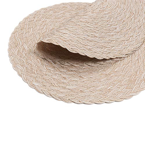 Image of SHACOS Round Braided Placemats 15 inch Set of 4 Boho Woven Washable Kitchen Table Placemats for Home Wedding Party (T-Beige, 4)