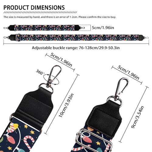 Image of Talayituse Christmas Lights Candy Print Shoulder Strap Wide Purse Bag Strap Adjustable Replacement Belt Luggage Crossbody Shoulder Bag Strap for Women Girls, 1 Pack Christmas Decor