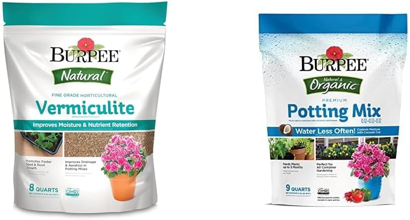 Burpee, 9 Quarts | Premium Organic Potting Natural Soil Mix Food & SuperSeed Seed Starting Tray | 36 Cell Reusable Seed Starter Tray