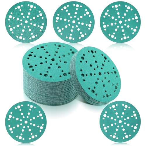 HappyAlley 60 PCS 6 inch Sanding Discs 49 Hole Sand Paper 80 120 150 180 240 Grit (12 of Each) Hook & Loop Film Discs Sandpaper Compatible with Festool 150 Series Random Orbital Sander