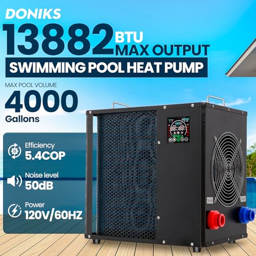 Doniks Pool Heater, for 4000 Gallons Above Ground Pools,Pool Heat Pump,Max Output 13882 BTU,120V/60Hz,Swimming Pool Heaters