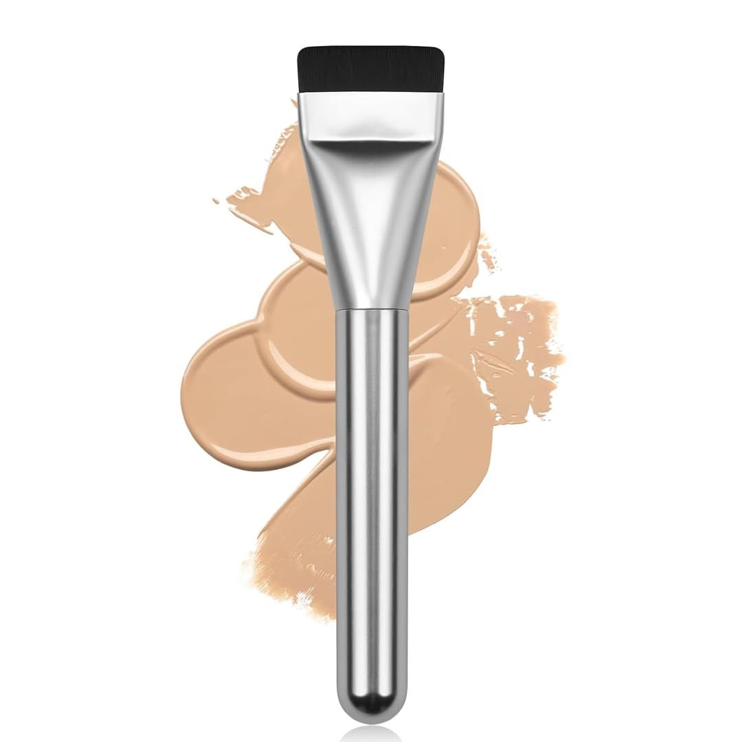 Gleva Glass Skin Foundation Brush Ultra Thin – Flat Kabuki Travel Makeup Brush for Liquid Foundation Cream, Powder, Concealer Blending – Soft Dense Bristle Korean Makeup Brush For Women & Girls