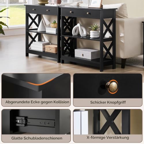 Yaheetech Ablagen Flurtisch mit X-förmigen Stützbeinen Eingangtisch aus Holz Sofatisch Sideboard für Wohnzimmer/Eingang/Flur… – Ansicht 6