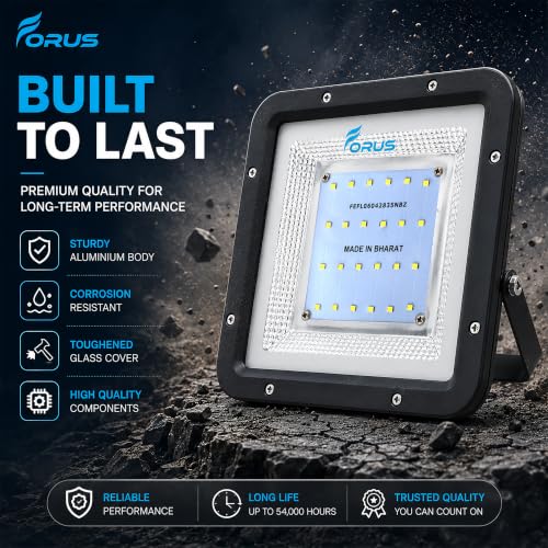 Image of Forus 20W LED Flood Light, White, 4-Year Warranty, IP67 Waterproof Outdoor Lighting, High Mast Halogen Focus Light for Factory, Garage, Parking, Garden, Shop, Warehouse, Tent, Warehouse, 1PC