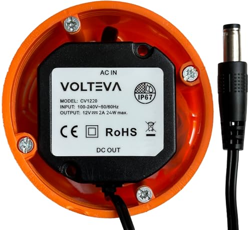 Netzteil 12V DC 2A Unterputz | wetterfest IP67 | optimal für LEDs IP-Kameras Router uvm mit DC-Anschlußstecker | AC Adapter Ladegerät Wechselrichter Transformator (12V 2A)