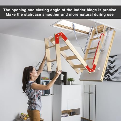 Dachbodenleiter Scharniere zum Herunterziehbare, Dachbodentreppe Ersatzteile für Aluleiter, Bodentreppe Zubehör für die Restaurierung alten Dachbodenleitern, 2 Stück