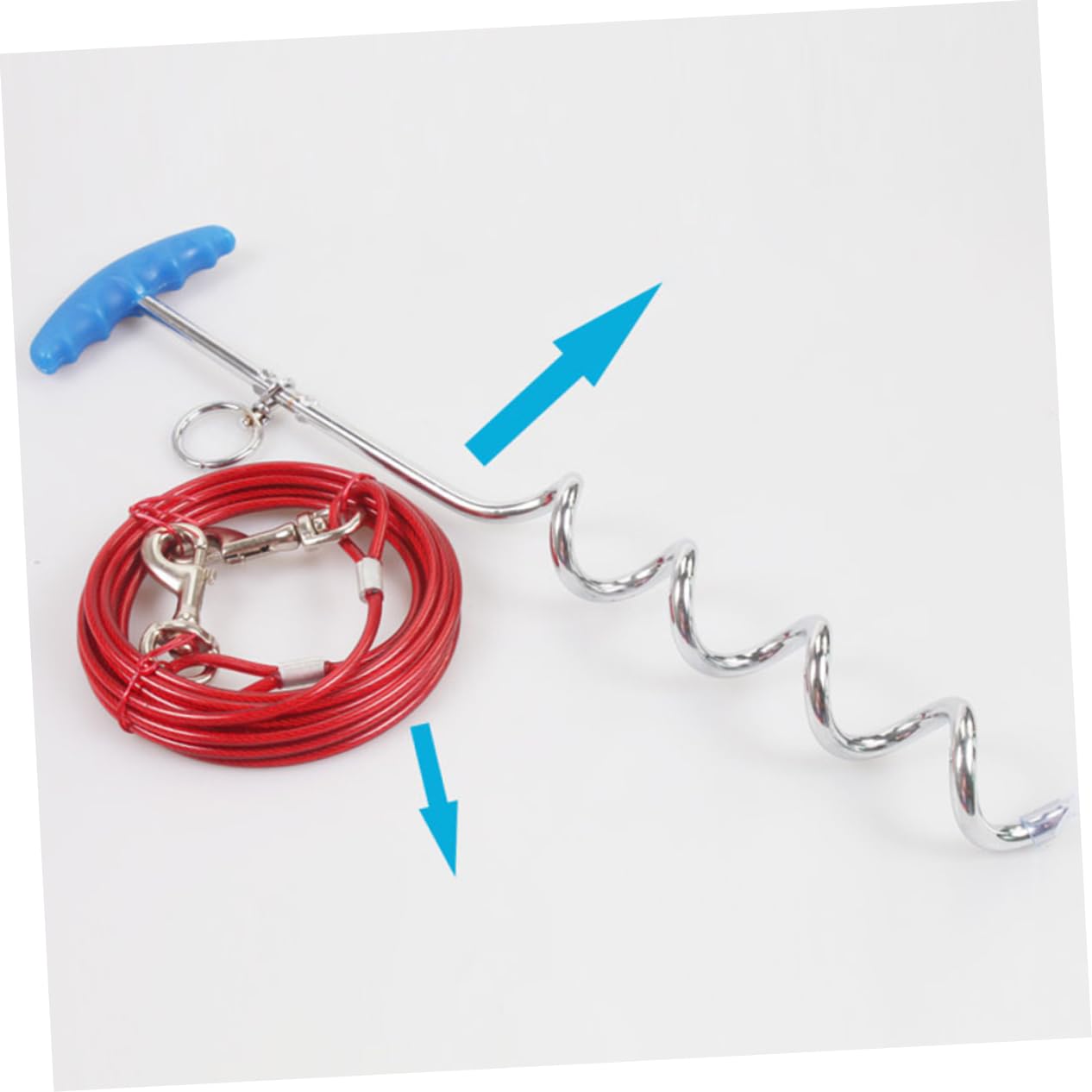 BESPORTBLE Estaca de Correa para Perros de Acero Resistente Diseño Espiral, Anillo Giratorio 360°, Tamaño Mediano, para Uso al Aire Libre, Camping y Mascotas Pequeñas, Medianas y Grandes