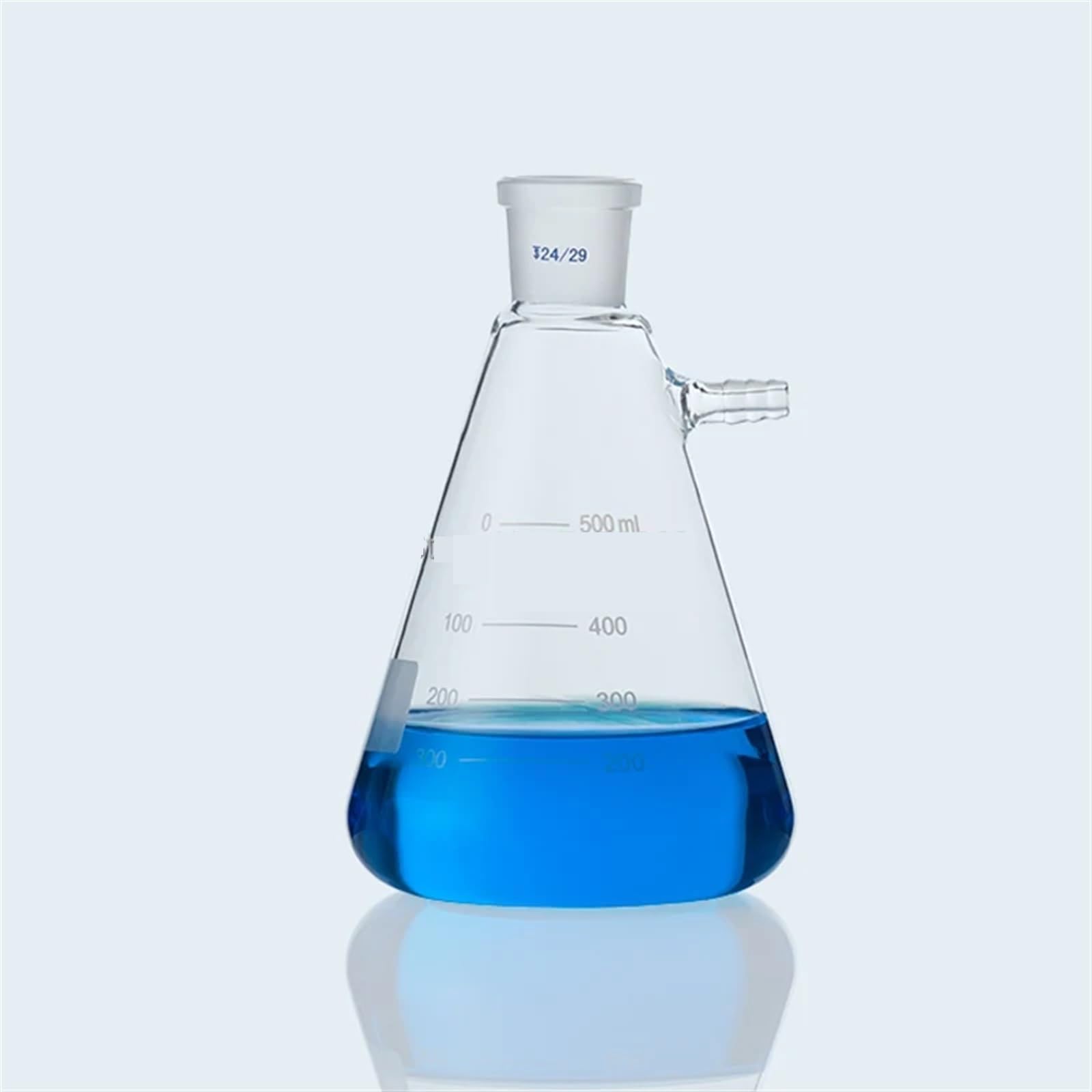 matraz de fondo redondo， 1 pieza de matraz de vidrio de laboratorio con boquilla de succión y filtro de vacío (25-2000 ml, 14-29 mm)(1000ml caliber 24mm)