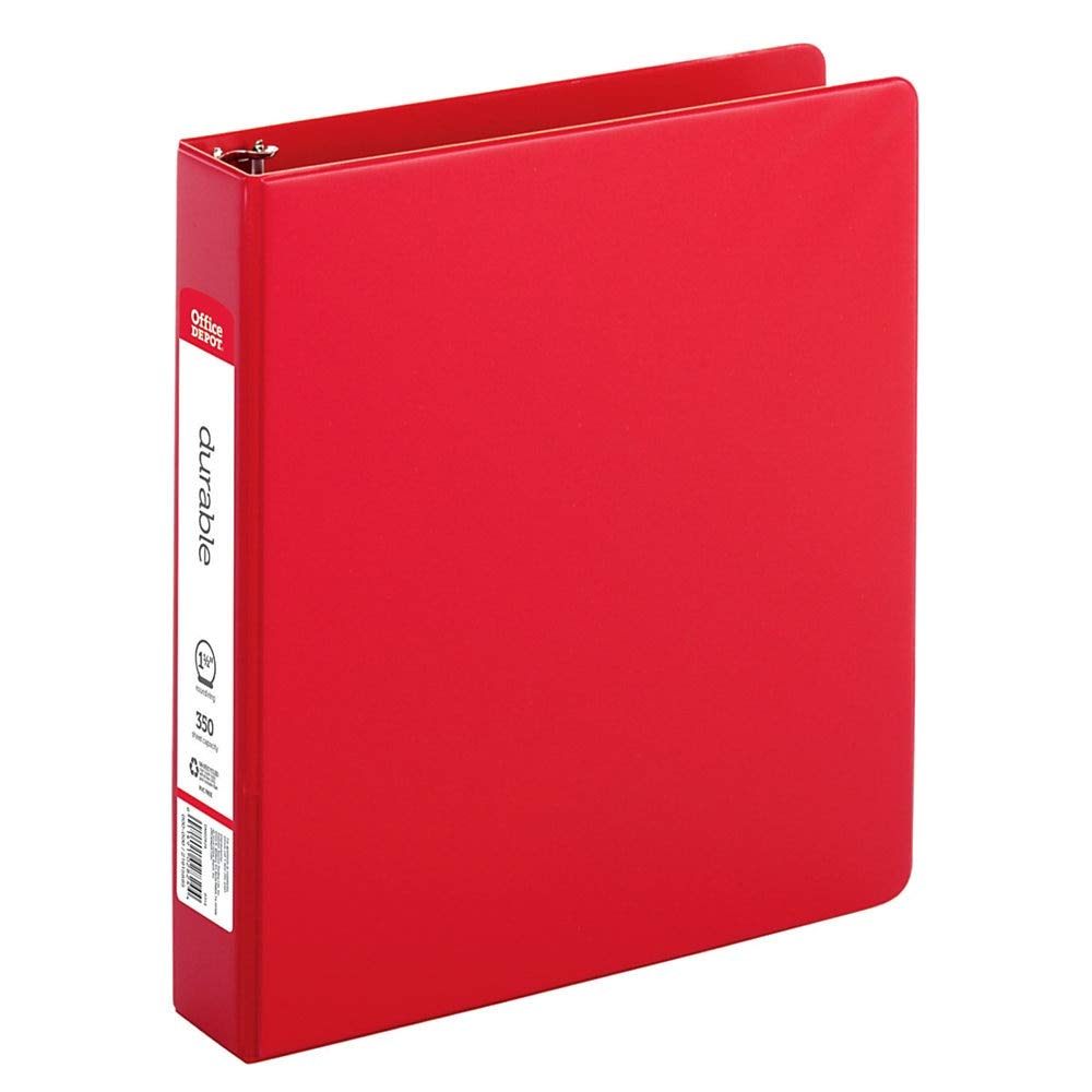 OfficeMax Durable Reference Binders with Round Ring 1-1/2. Red by OfficeMax