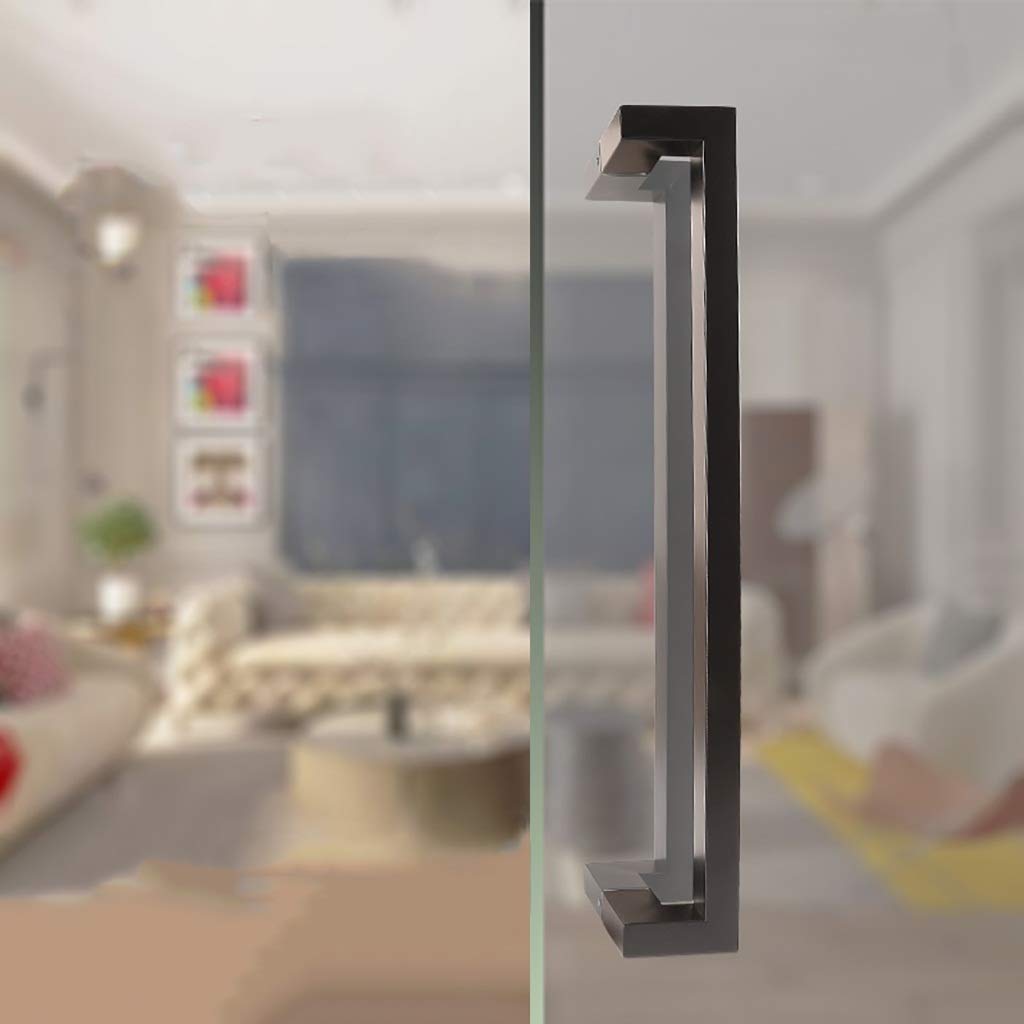 Maniglia per porta scorrevole per porta del fienile Maniglia per porta, Maniglia per porta push-pull in acciaio inossidabile, Maniglia per porta in vetro/legno per la casa - Nero opaco, 4 lu