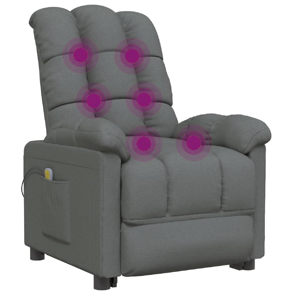 IKAYAA Sillón Masaje Reclinable, Sillón Masaje Eléctrico, Sillon Reclinable Manual, Sillón Relax de deTela, con Prácticos Bolsillo, Gris Oscuro