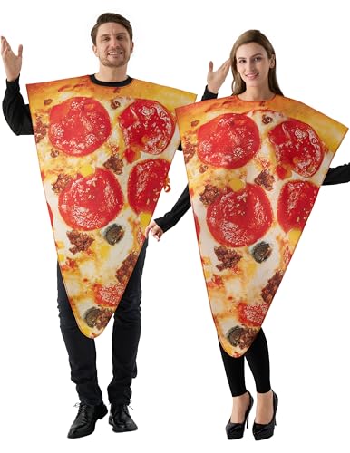 Spooktacular Creations 1PC Adult Couple Pizza Slice Costume for Halloween Taco Costume Cosplay Party, Trick or Treating Yellow