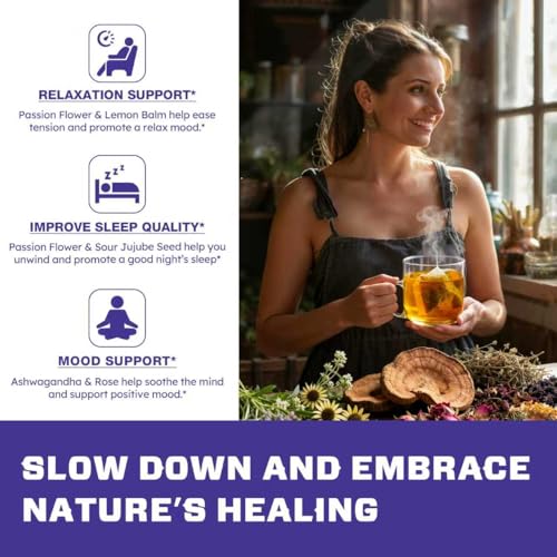 Image of VailHerbTea Passion Flower Tea Bags - 50 Count, Handcraft Herbal Tea for Relaxation & Sleep Support, Natural Formula w /Lemon Balm Ashwagandha Extract for Mood Balance - Caffeine-Free, Mild Taste Tea.