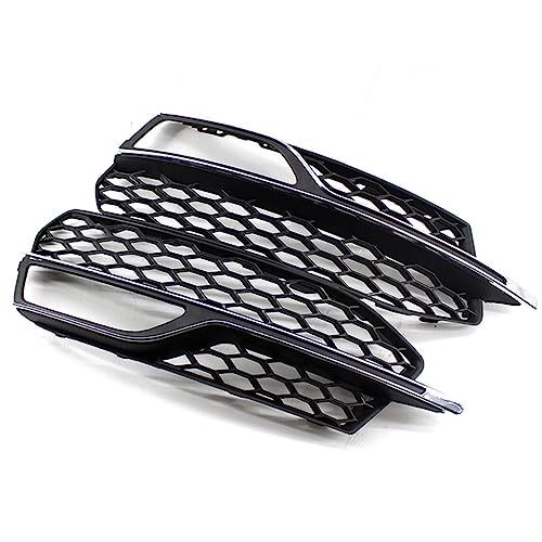 SETIFQ(小さな店) アウディ A3 S ライン S3 2013 2014 2015 2016 2017 車のフロントバンパーグリルフォグランプカバーグリルメッシュグリルハニカムアクセサリー(Chrome Silver)