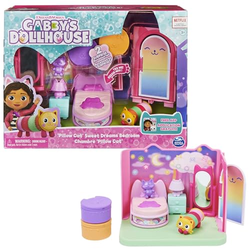 LA CASA DE MUÑECAS DE GABBY   DORMITORIO DE SUEÑIGATA con 1 Figura Sueñigata, 3 Accesorios, 2 Caja Sorpresa y 3 Muebles   6062037   Juguetes Niñas 3 años +   Regalo Niña 3 años +