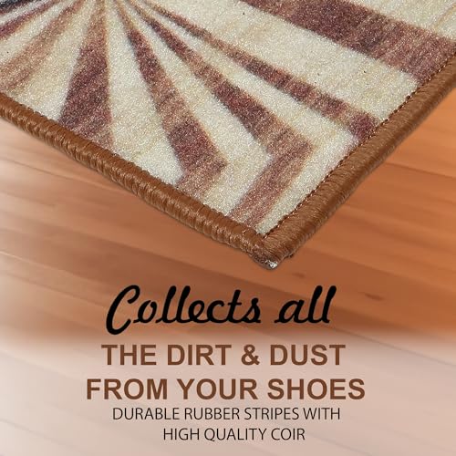 Image of HUES & SHADES Coir Door Mat for Outdoor Entrance - [37 x 57 cm] | Natural Coconut Fiber Brush Mat for Shoes Cleaning, Heavy Duty Non-Slip Doormat for Front Porch, Patio, Entryway (Desert Radiance)