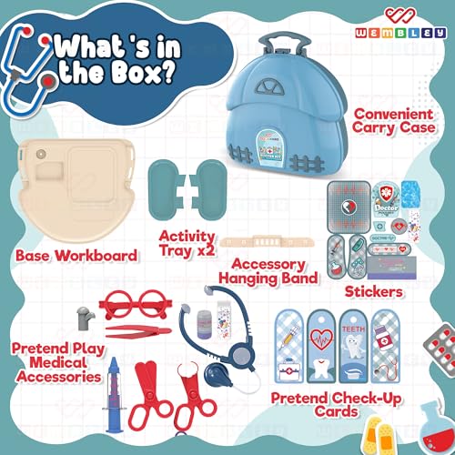 Image of Wembley Doctor Set for Kids Boy & Girl 3-10 Year Old | Stethoscope Doctor kit Pretend Play Portable Suitcase | Safe and Non-Toxic Role Playset | Birthday Gift Toy for Kids Ages 3 to 10 Years Old
