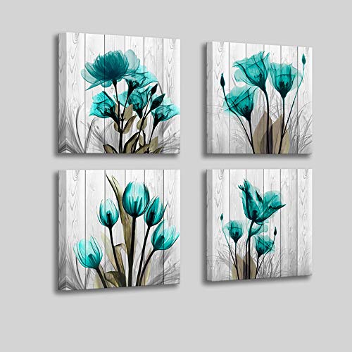 Flower-Wall-Decor for Bedroom Living Room Wall Art for Bedroom - Inspirational Tulip Canvas Wall Art Prints House Decor - 14x14 inches Each Panels