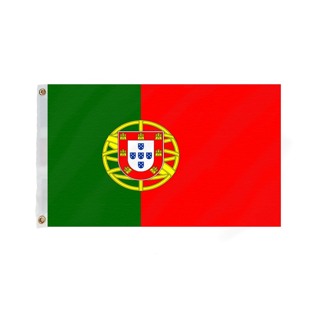 Flagmax Durable Portugal National Flag With Eyelets, 5ft x 3ft (150cm x 90cm) Portuguese Banner for Indoor and Outdoor Use