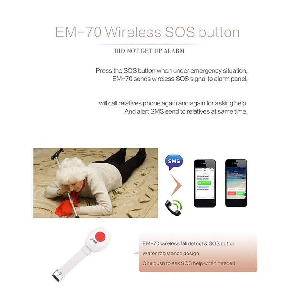 Bouton Panique 315Mhz SOS Bouton D'Urgence Personnes ÂGéEs Alarme Montre Bracelet Personnes ÂGéEs GSM SystèMe D'Alarme de SéCurité à Domicile