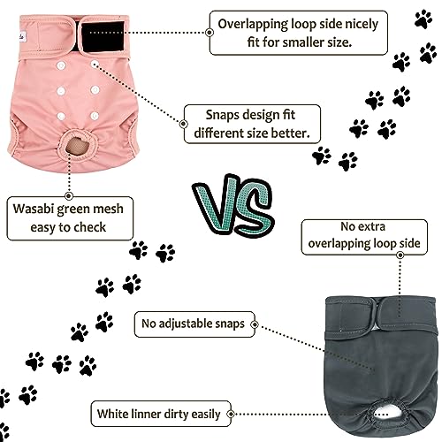 Grecle Washable Female Dog Diapers - Premium Reusable Diapers for Doggie in Heat - Highly Absorbent Dog Diapers Female for Pet Incontinence with Adjustable Snaps (Morandi, M)